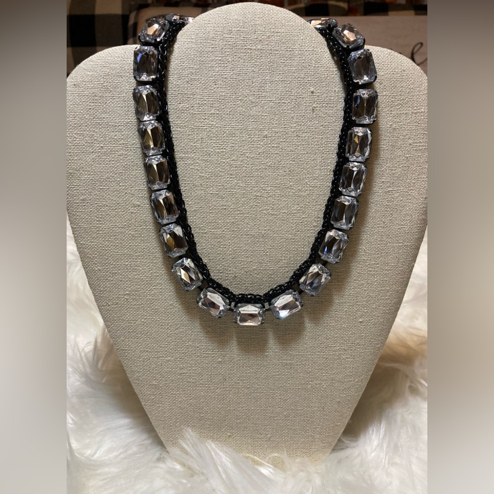 Chic Black and Silver Crystal Necklace